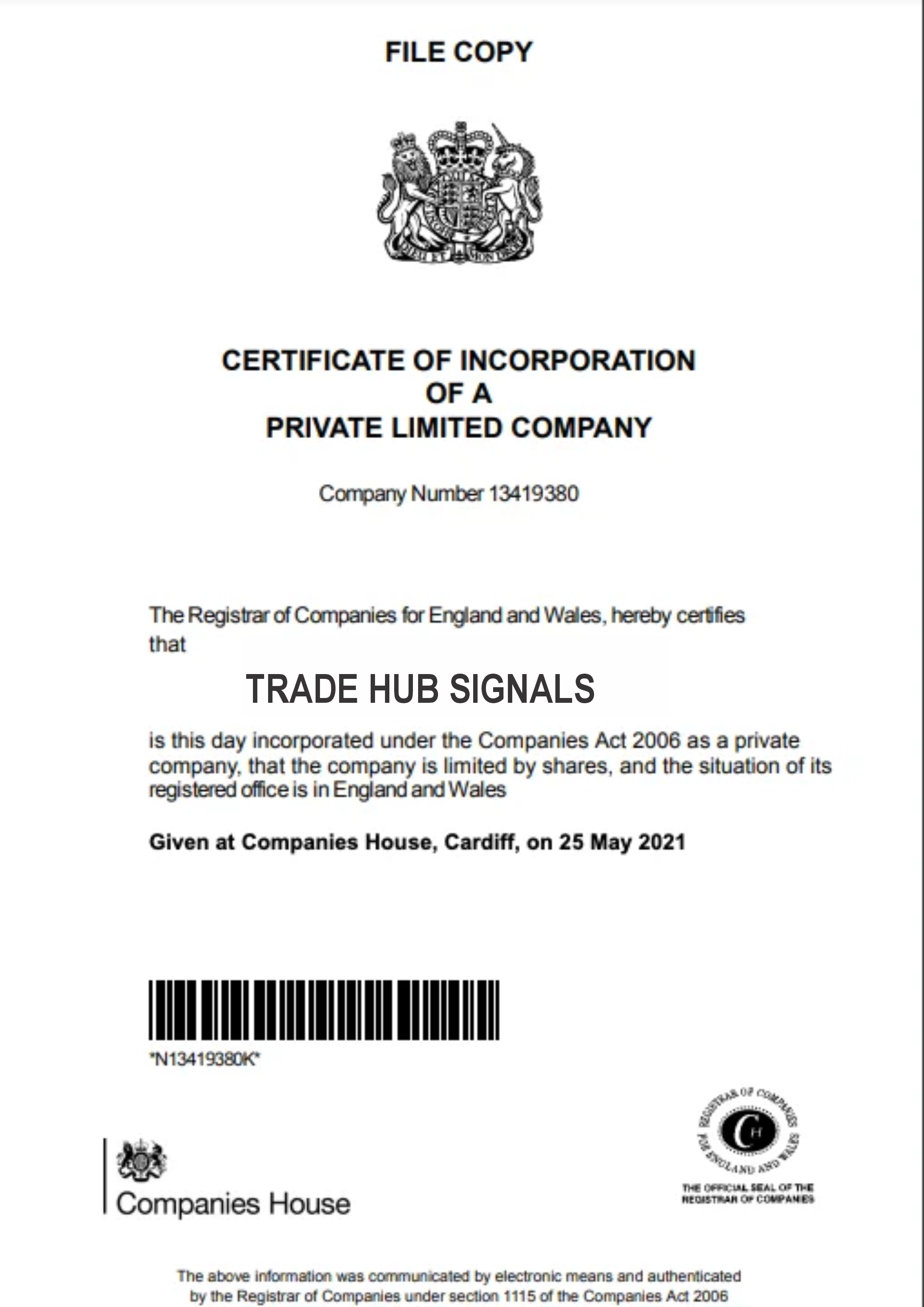 Trading Certificate